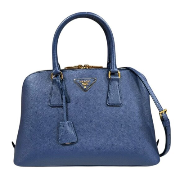PRADA Blue Leather Saffiano Shoulder Bag - Picture 1 of 10
